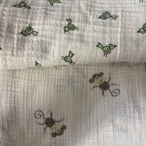 Aden and Anais swaddle bundle Green Birds & Brown  Monkeys